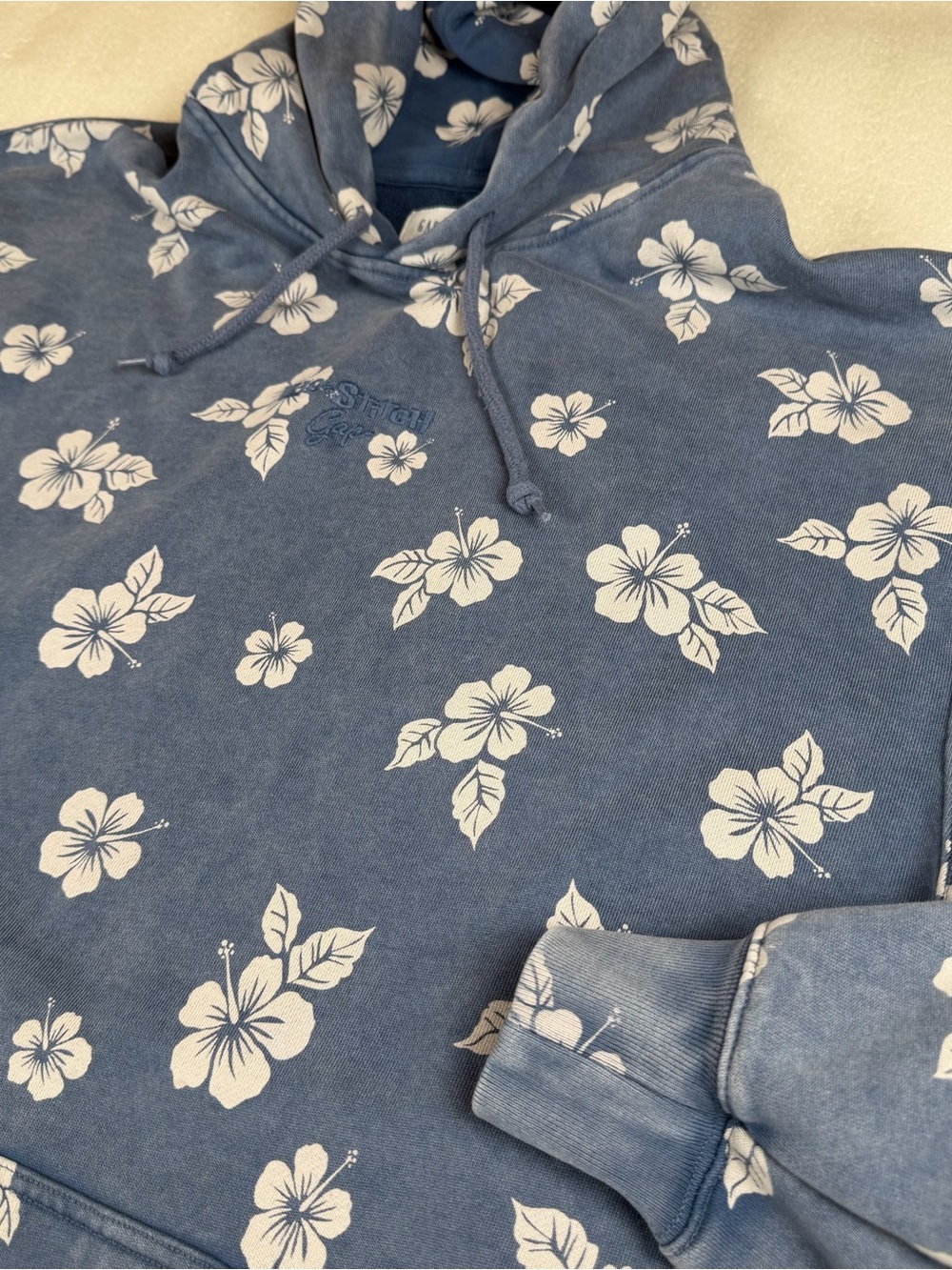 GAP Lilo & Stitch Large Tall LT Heavyweight Hawaiian Floral Hibiscus Hoodie